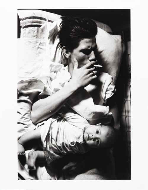 [Smoking with baby]