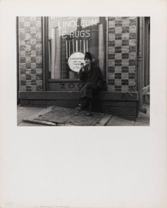 Squares and Blocks (Pipe smoker in front of linoleum & rugs store), New York City