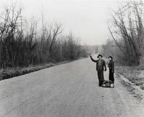 Colophon booklet for "American Roads" portfolio with copy print of Walker Evans' "Hitchhikers, Vicksburg, Mississippi"