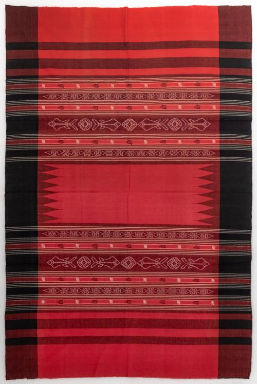 [Red and black bedspread]