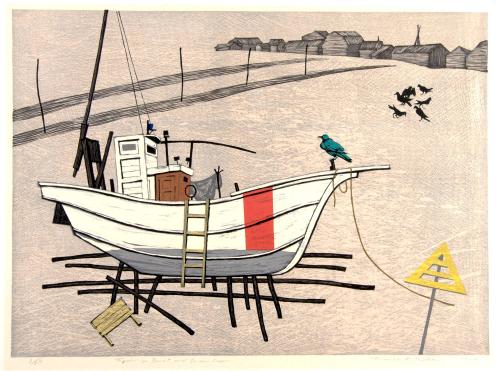 Fishing Boat and Green Crow