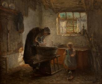 [Interior scene, woman washing]