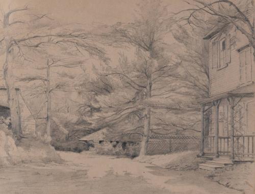 [House with porch and trees in yard]