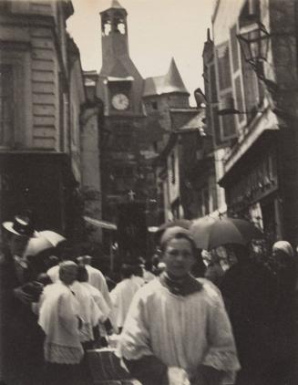 The Street, Amboise, during the Fête Dieu. (M.B. at left, with Kodak!)