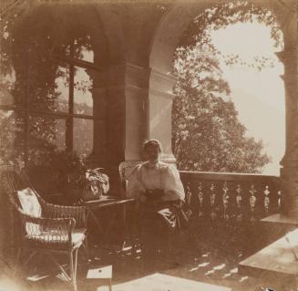 [Woman seated on veranda at Villa Billroth]
