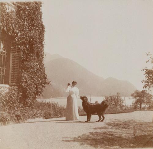 Else & "Lord," in the garden, Villa Billroth, St. Gilgen.