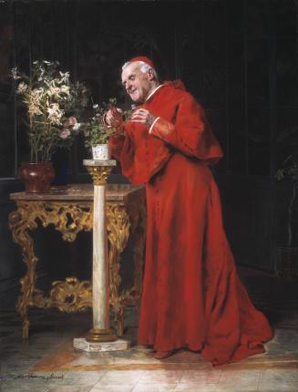 [Cardinal with plant]