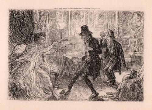 “Jean ... presented to each burglar the muzzle of a pistol.”  (The Burglars)