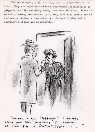 "Serena Trapp Stubbings? I here by serve you this summons to appear at Nine A.M. in District Court...."