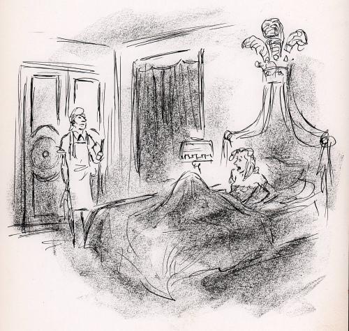 "I think I'll skip breakfast and lunch, [Marie,] and just have a Martini - And, by the way, say 'Veuillez, madame?' and not 'Vaulez?' - I don't  want people to think I can't afford to have you use the subjuntive - "