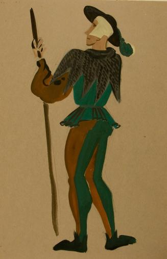 Costume Design- male figure with a walking stick