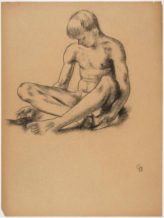 untitled figure study [male nude, seated cross legged]