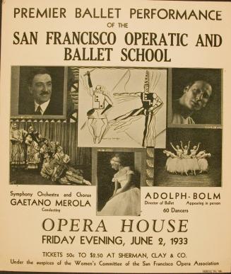 Poster for performance by the San Francisco Operatic and Ballet School- Ballet Mechanique