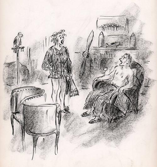 "So I said, 'Take your hands off me, Osprey you fish!' and that was all there was to that - ", "You must have led him on - that type doesn't make passes at just anybody - Just what were you doing with him on the terrace? You practically let him seduce you with those wolfish eyes - "