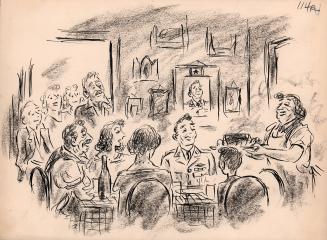 No caption (soldier and family at dinner)