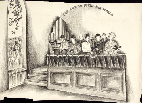 New England Sunday (church congregation singing-"For God So Loved The World")