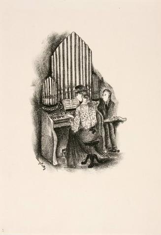 New England Sunday (woman playing organ-man seated at her side)