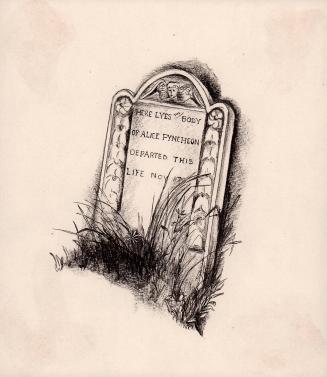 Gravestone "Here lies the body of Alice Pyncheon departed this life Nov 17"