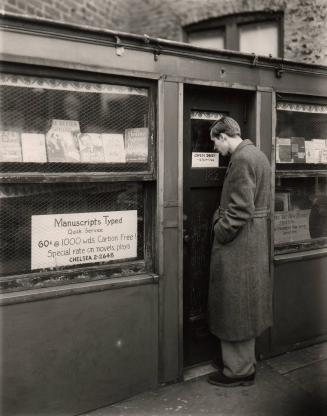 "Manuscripts Typed" in this tiny triangular Bookshop on Seventh Avenue, South.