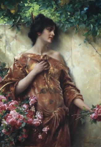 [Young woman with roses]