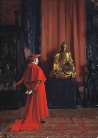 Cardinal with Seated Buddha