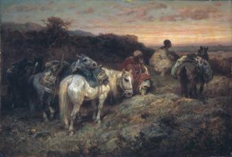 Landschaftsbild mit Arabers und Pferds