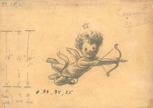 #33, 34, 35 flying cherub with bow and arrow